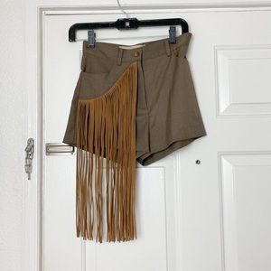 AYA MUSE Brown Kelly Suede Fringe Shorts in Size Small - NWT
